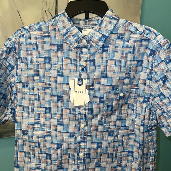 NWT ROWN Endless Summer Casual Button Down Shirt, Large - Picture 1 of 7